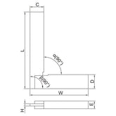 INSIZE Measuring Equipment Insize 90° Flat Edge Square 200x130mm Range Series 4792-200